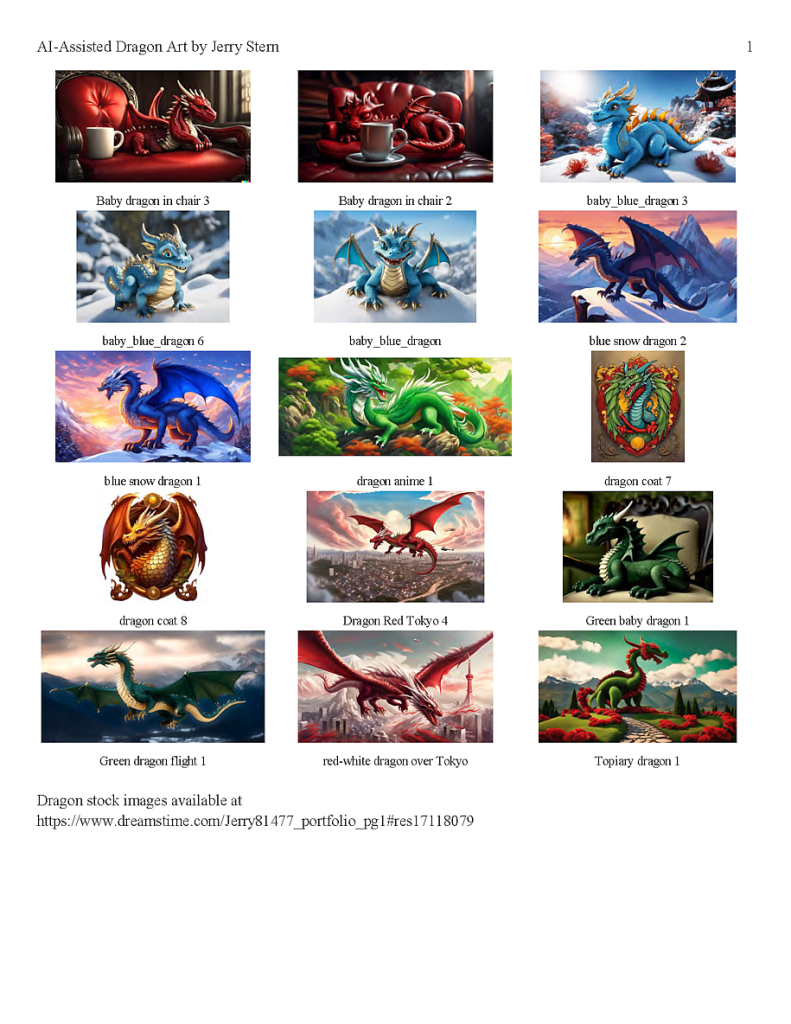 AI-Assisted dragon art, mythical monster illustrations by Jerry Stern, AI Artist